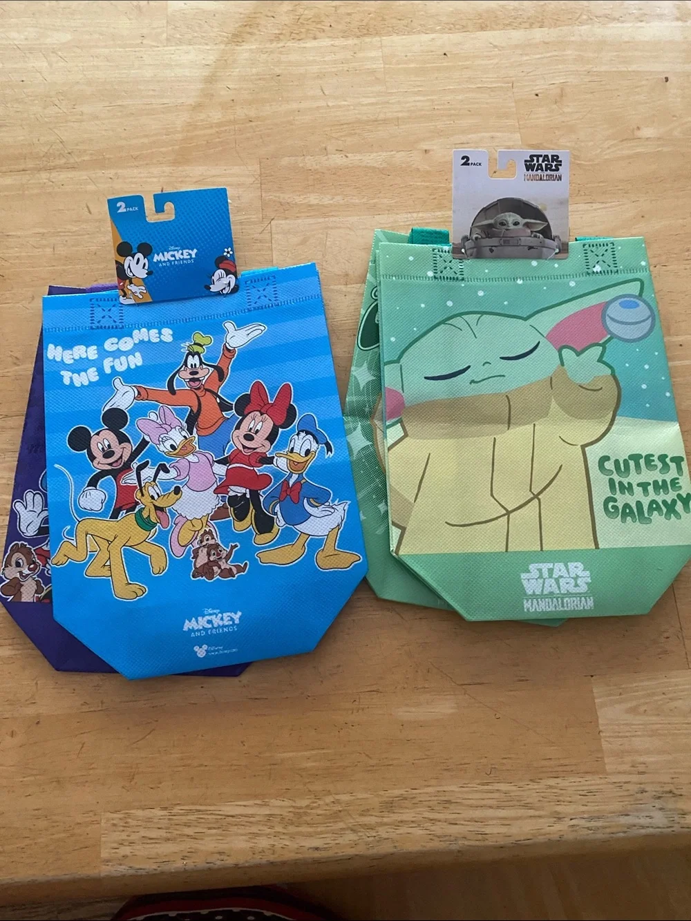 Disney Mickey & Friends Blue Totes set + Star Wars Grogu Green Tote Set NWT